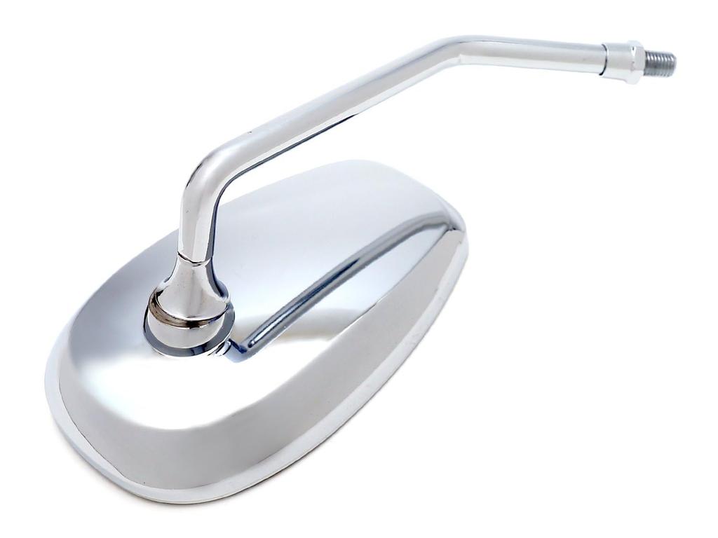 Nakira Oval Motorcycle Universal Set of 2 and for Mirrors, 10mm, (Left Right), PCX, Grom, CB400SF, etc. (NKR0001246) (Plated Silver)