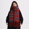 Plush Tassel Shawl Colorful Cashmere Scarves Classic Stripe Wool Scarf  Girl