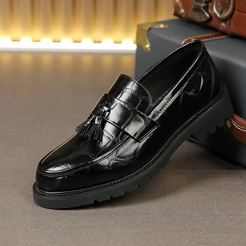 Men Thick Soled Leather Business Shoes Trends Casual Men Party Driving Tassel Loafers Shoes Breathable Men Casual High-End Shoes
