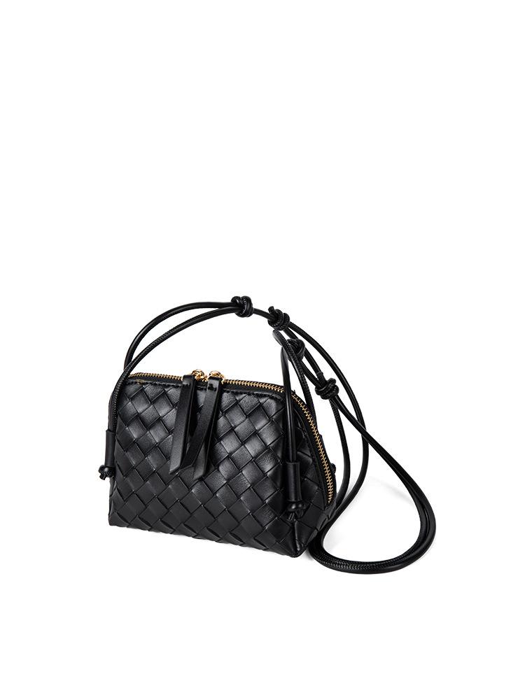 New Korean Version of Niche Design Woven Bag, Simple and Versatile, High-end Sense, Crossbody Shell Bag чёрный