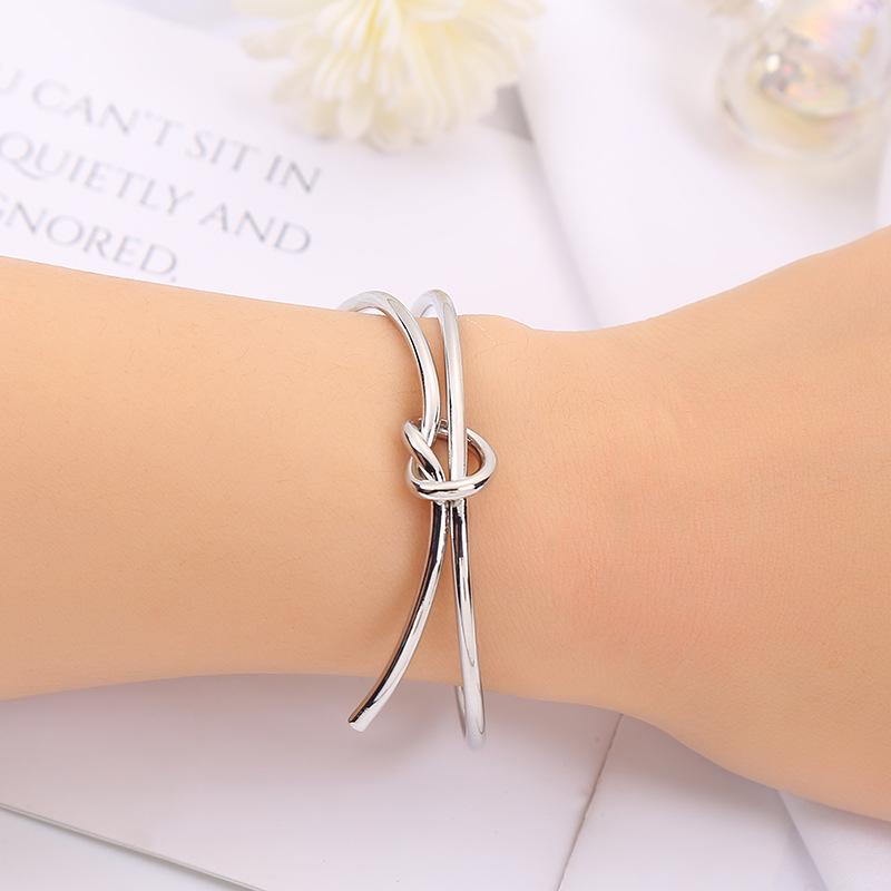 European Trendy Knotted Open Cuff Bracelet - Classic Gold Women's Jewelry, Personalized Cool Style