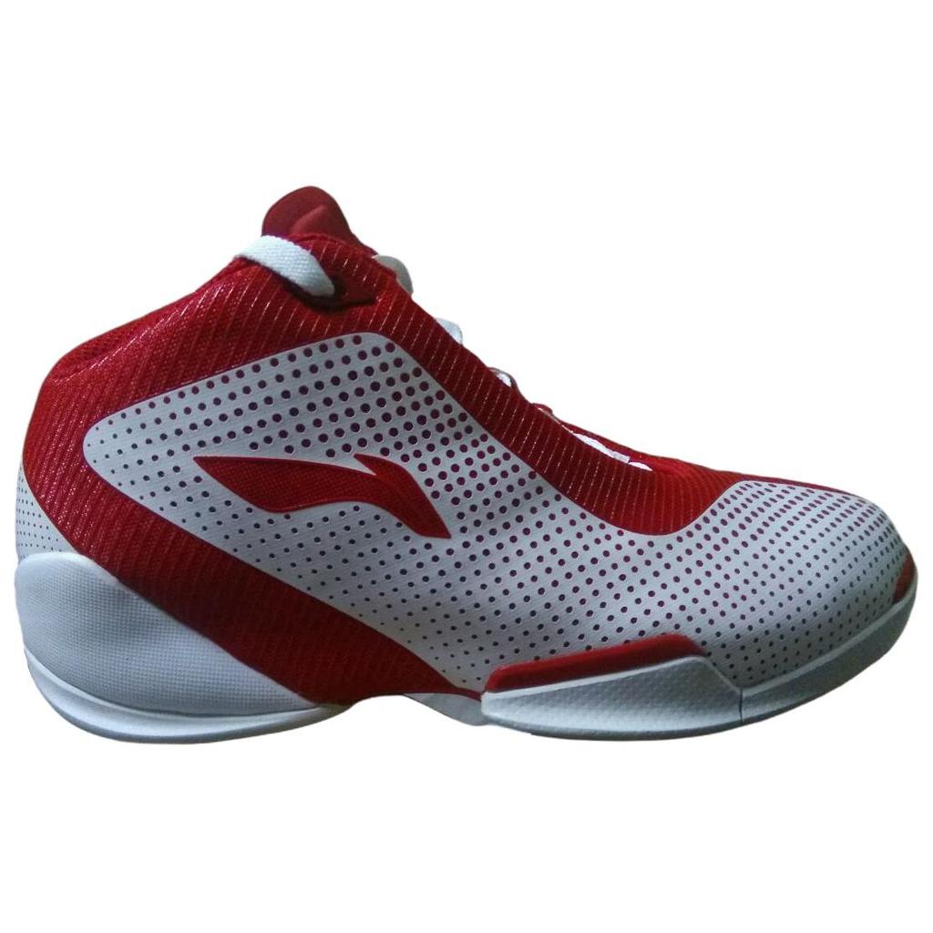 Li Ning Yu Shuai 6 Klassische Vielseitige Stoßdämpfende Abriebfeste Mid-Top Basketballschuhe Unisex Basketballschuhe Rot Weiß ABAF031-7