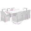 Vidaxl 9-Cz. Garden Furniture Set With Cushions, Brown, PE Rattan