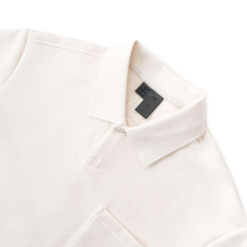 Li Ning X Jackie Chan Collaboration Kung Fu Series Casual Cool Short Sleeve Polo Shirt Unisex Polo Shirts Paper-White APLW543-3