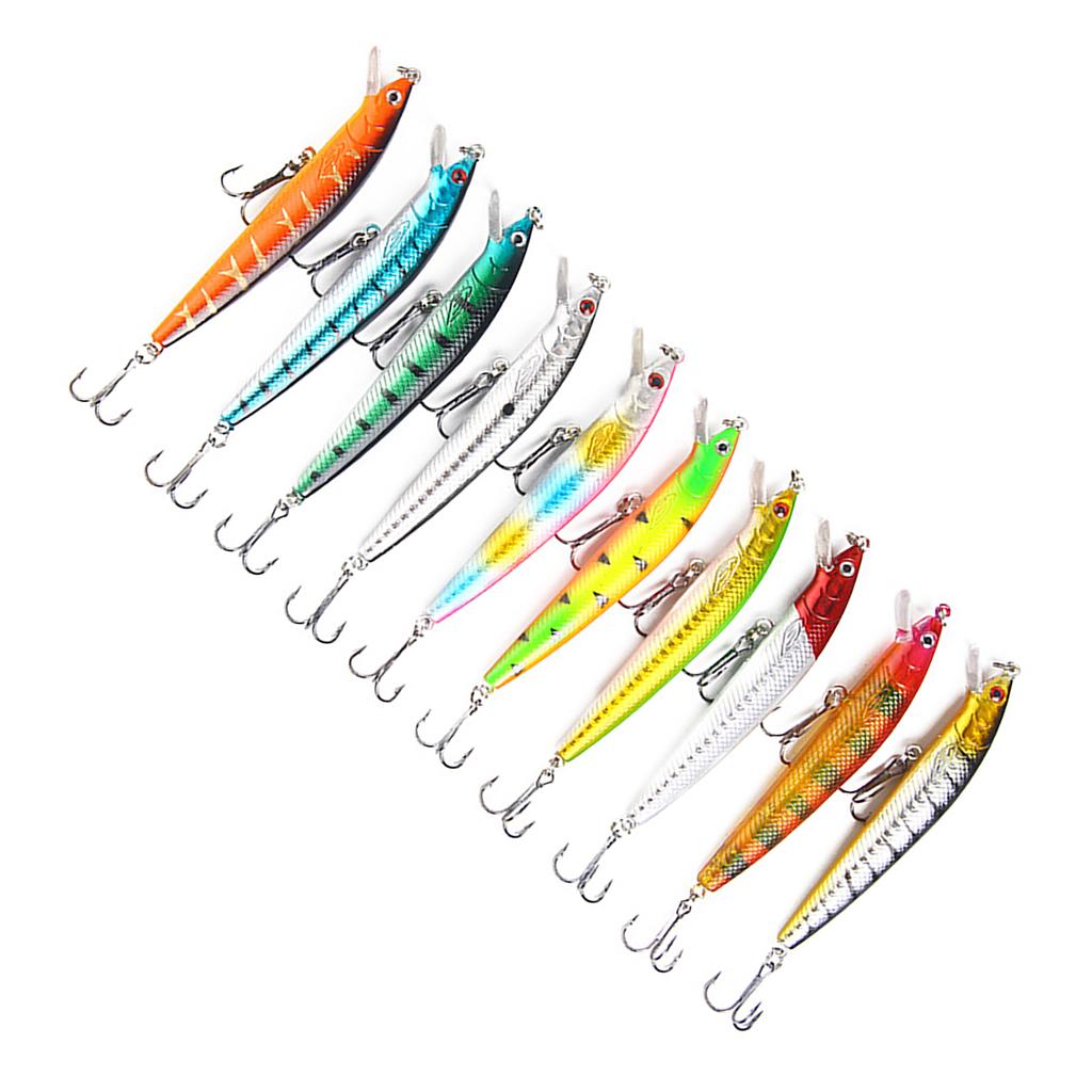 10PCS Hard Fishing Lures ABS Hard Swimbaits Fishing Bait Set for Freshwater and Saltwater