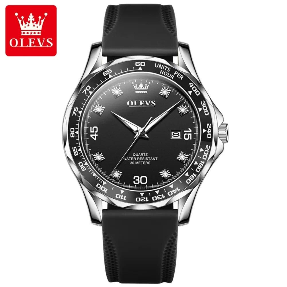 OLEVS Silicone Strap Quartz Watch for Men Fashion Diving Series Luxury Top Brand Original Men's Wristwatch Auto Date Hand Clock