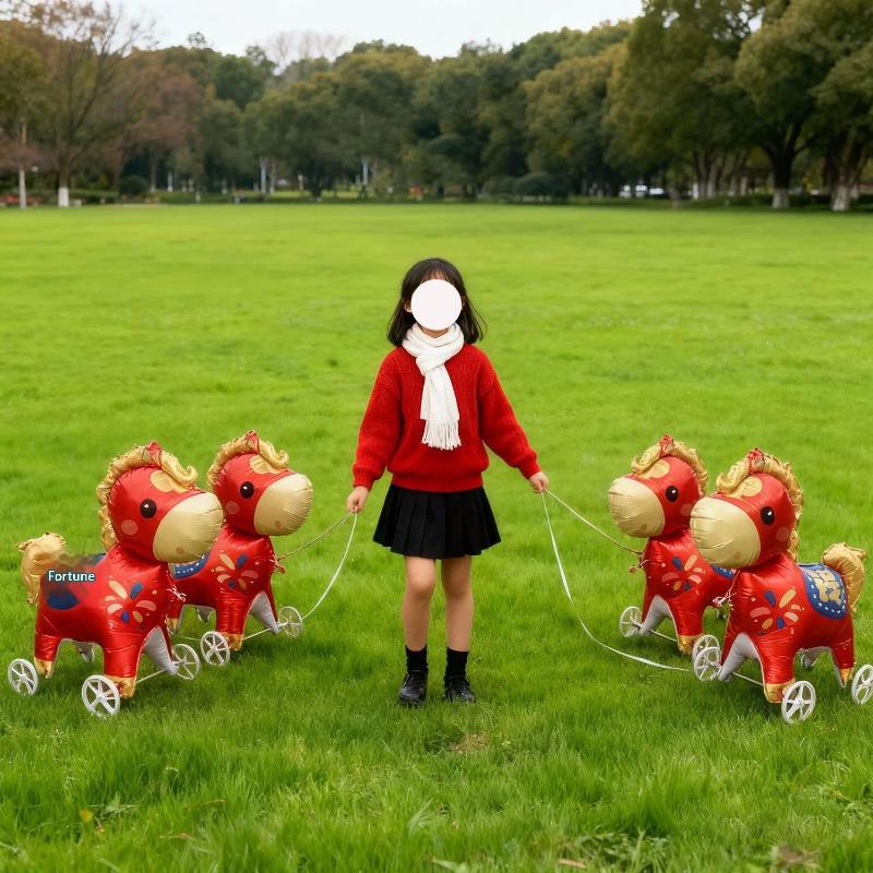 4D Cartoon Foil Balloons Elephant Stand Walking Balloon Wheel Accessories With Wheel For Kids Birthday Party Decoration