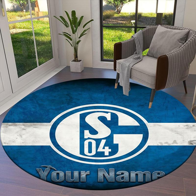 FC Schalke 04 Custom Name Round Area Rug,Carpet Rug for Living Room Bedroom Sofa Playroom Decor,Non-slip Floor Mat