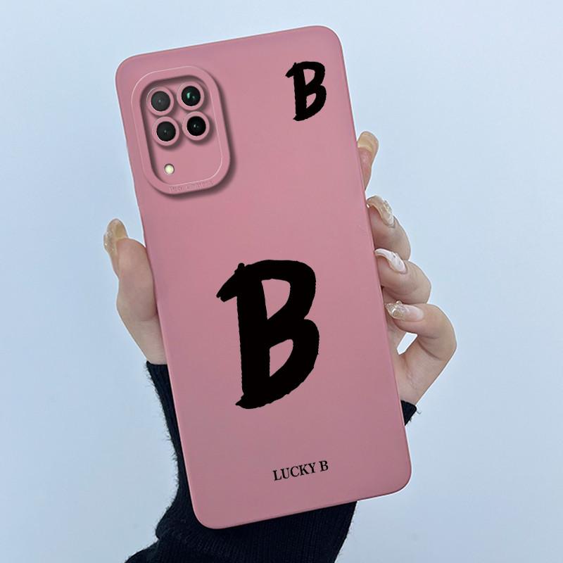 For Huawei Nova 7i Case Cover Lucky Initial Letter Liquid Soft Silicone Phone Bumper for Huawei P40 Lite Nova7i JNY-LX2 Casing