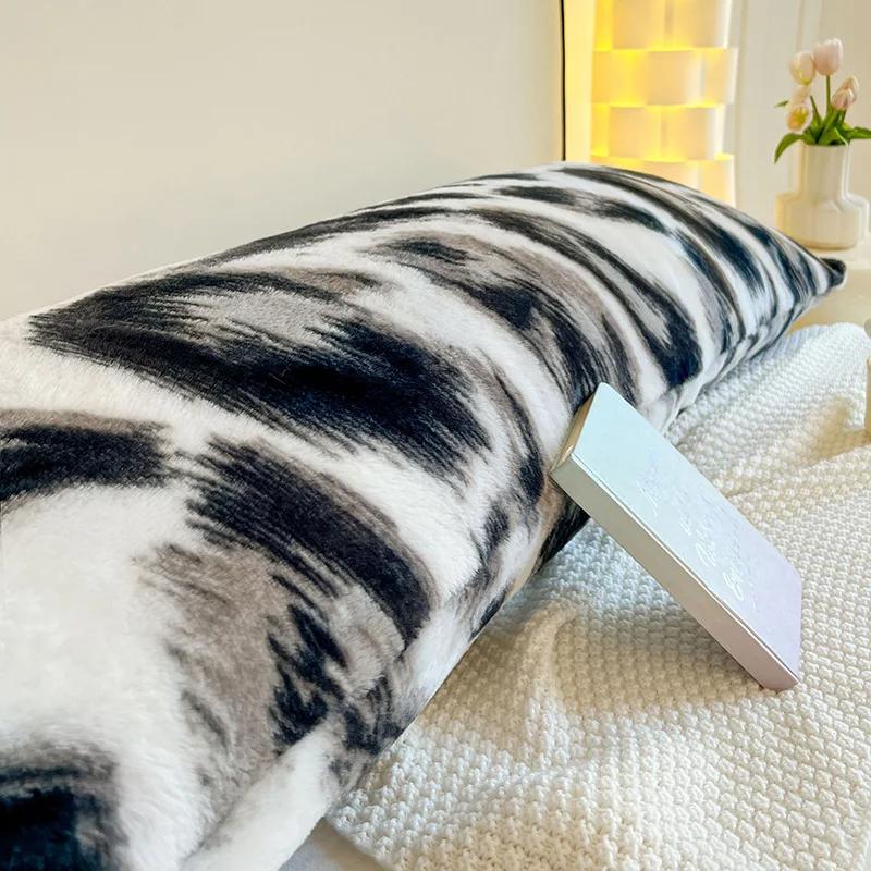 120/150/180cm Long Pillowcase Thick Plush Print Couple Lover Double Pillow Cover Home Sleeping Body Pillow Cover Home Decor