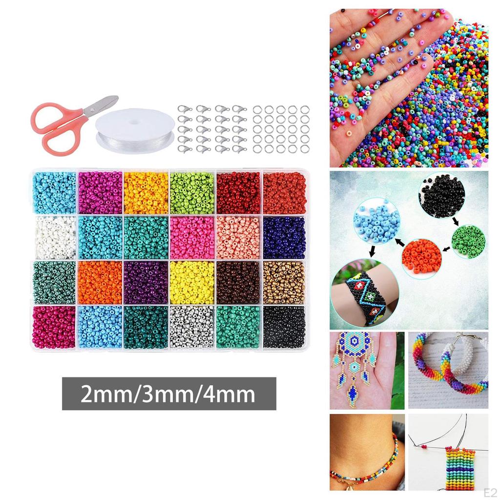 24 Colors Round Clay Spacer Beads, Mixed 2mm 3mm 4mm Glass Beads for Jewelry Making Findings,