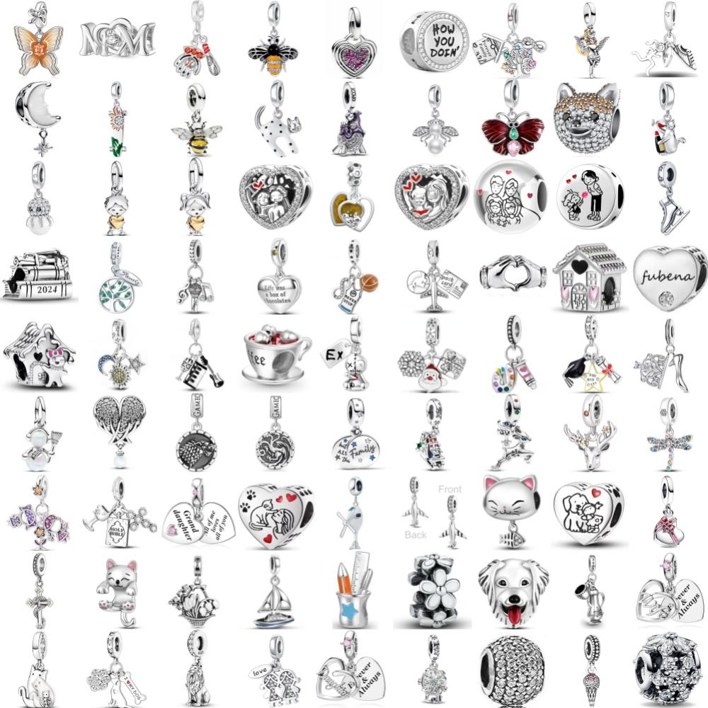 NEW 925 Silver,House,Moon,Boys Girls, Pearl Snowman Bead Pendant Suitable for European Bracelet DIY Exquisite Jewelry