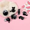 Cute Cat Black Cat Enamel Pin Cup Cat Metal Badge Black Kitten Brooches  Clothing Accessories