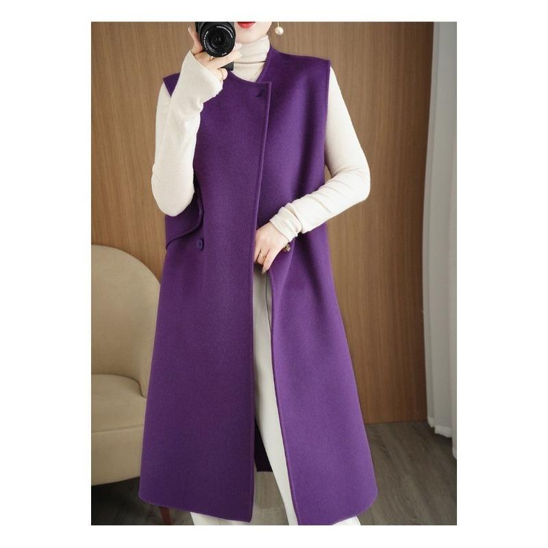 Autumn and Winter Vest Skirt New Style Woolen Vest Vest Temperament Fashion Solid Color Versatile Woolen Vest Long Top