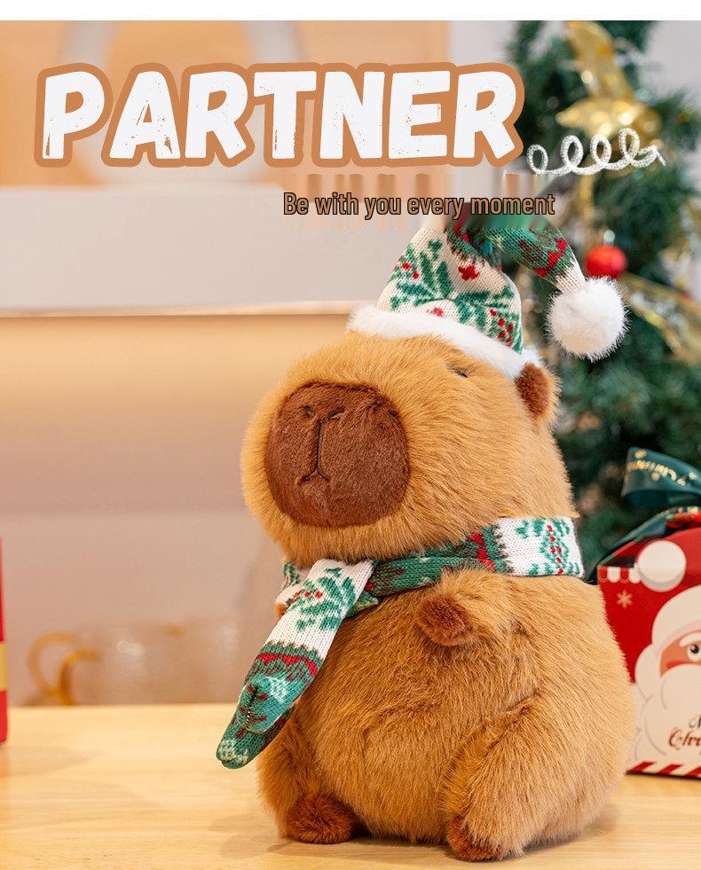 Capybara Christmas Plush Toy & Card Set – Stuffed Animal Comfort Doll