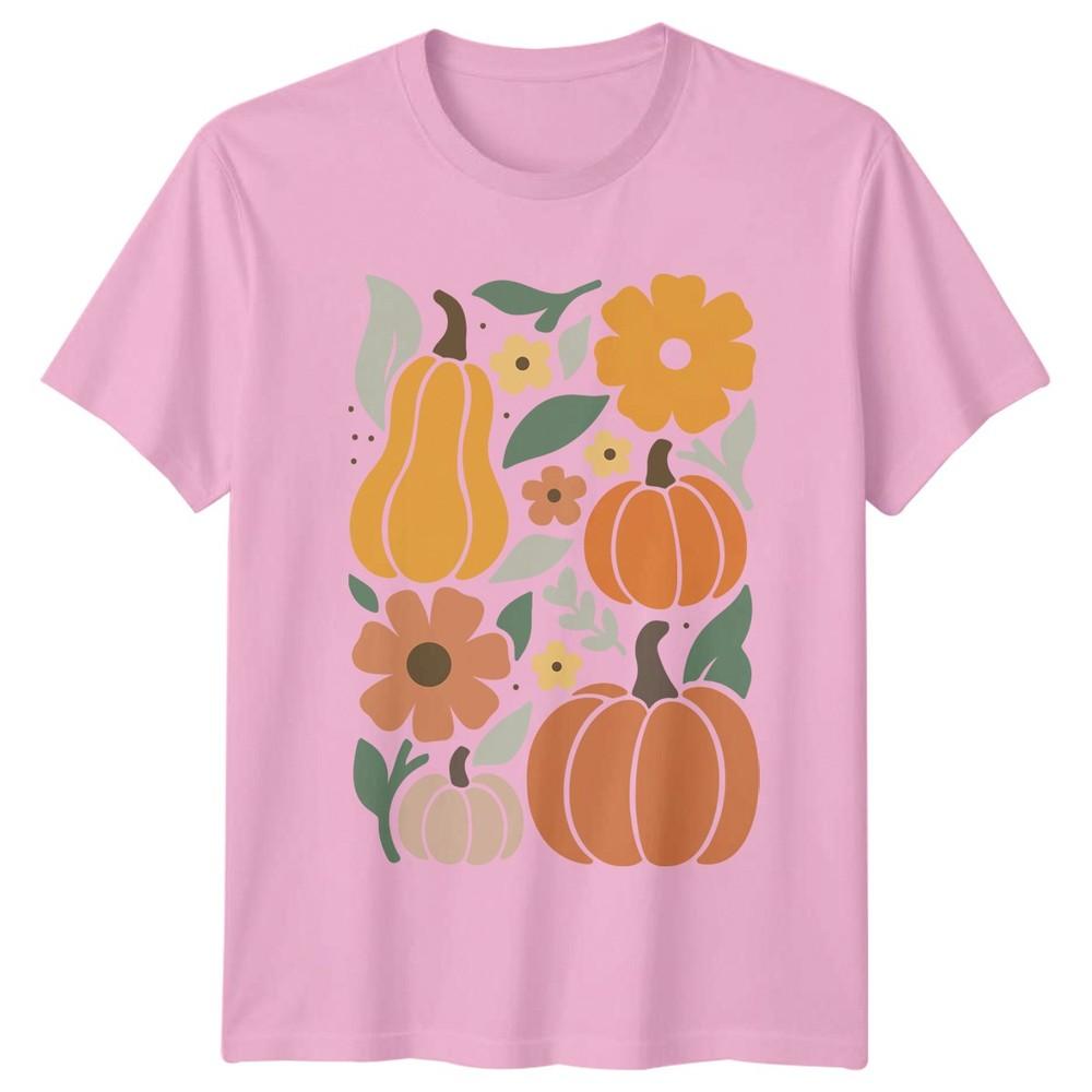 Autumn Harvest Pumpkin Floral Graphic Unisex Unisex Tee Shirt Seasonal Fall