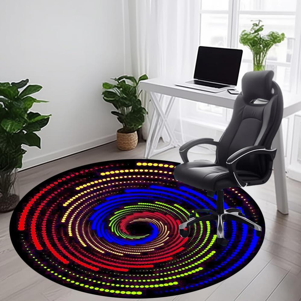 1pc Neon Lights Carpet, Round Non Slip Durable Large Size Office Carpet, Suitable for Office
