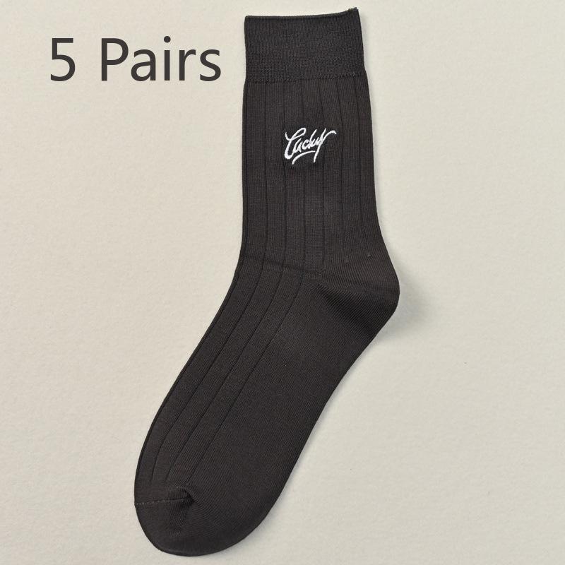 

5 пар новых мужских хлопковых вышитых антипиллинговых потовых дезодорирующих чулок 5 Pairs темно-серого