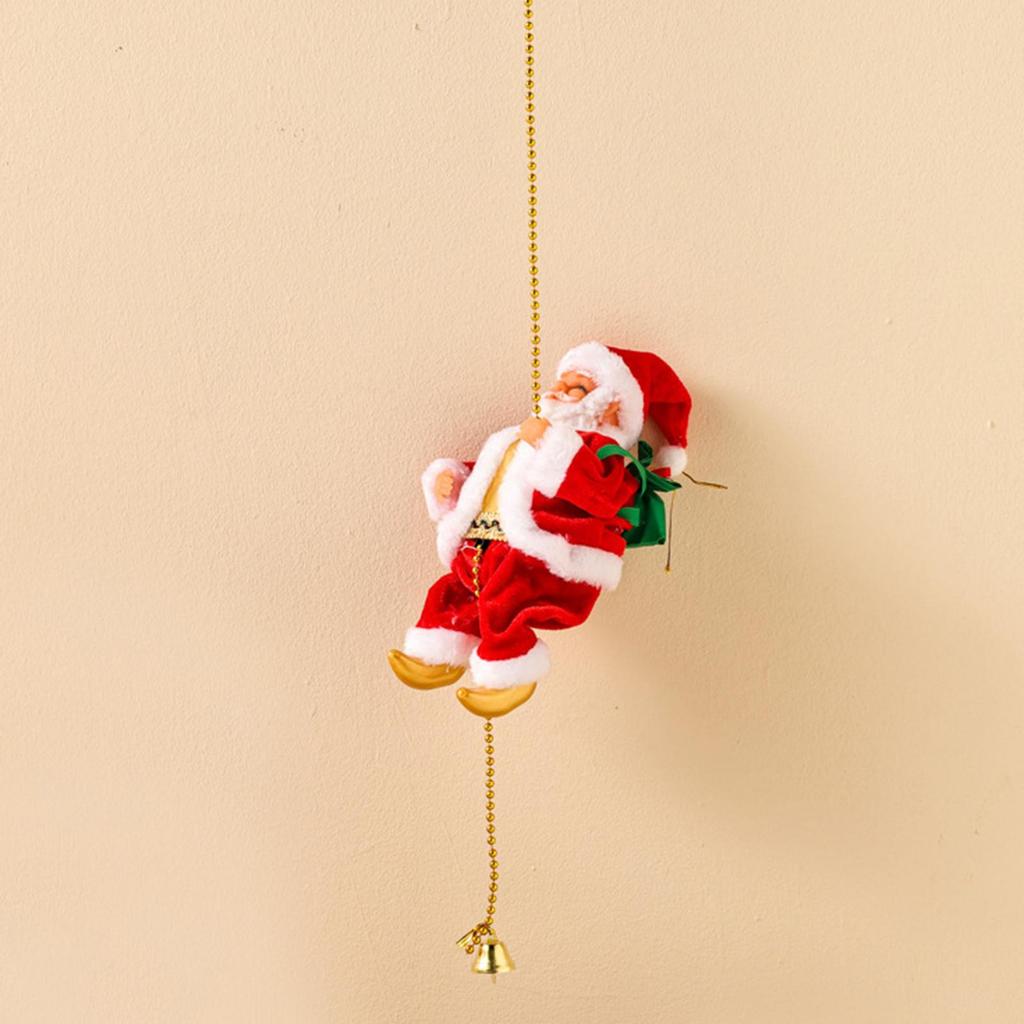 Animated Santa Claus Electric Rope Climbing Christmas Tree Ornament Figure for Holiday Decorations Room