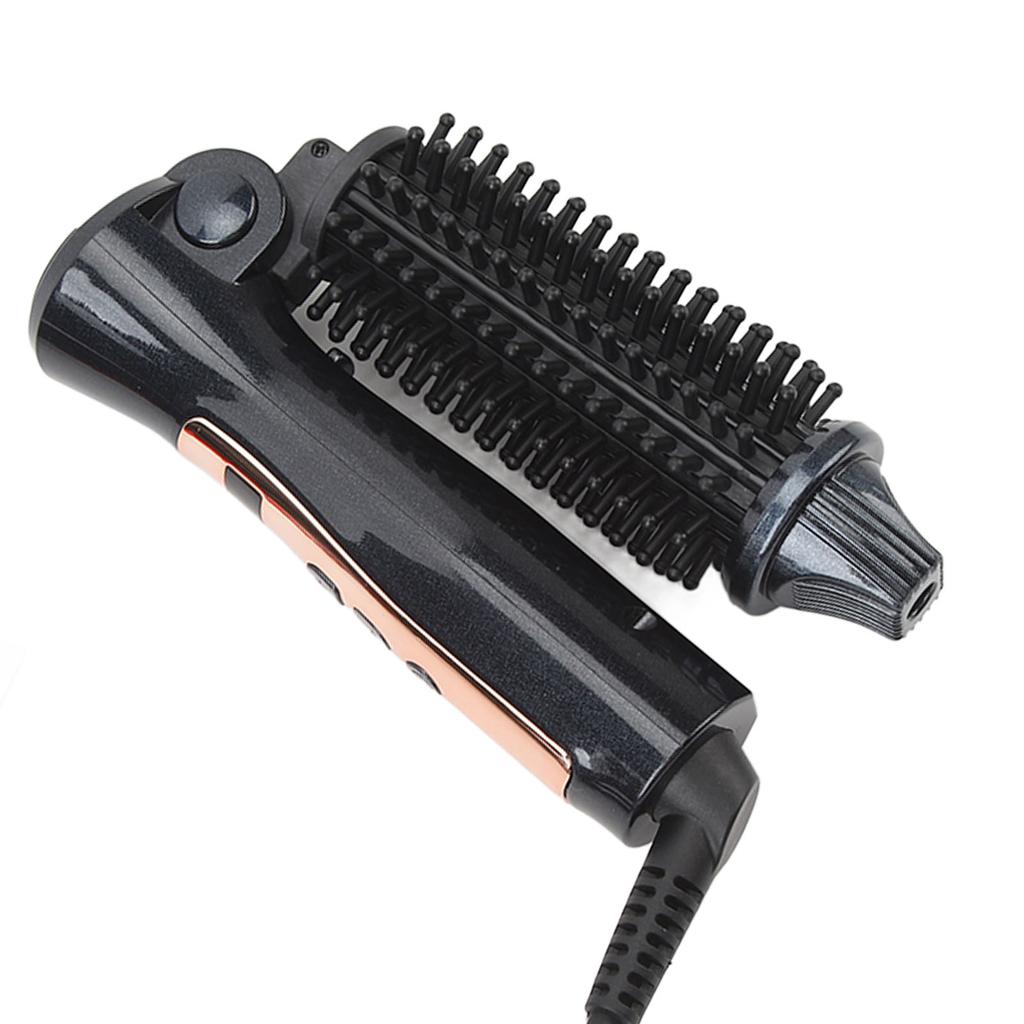 Foldable Hair Curler Straightening Brush Adjustable Temperature Anti Scald Ceramic Ionic Hair Curling Brush 100‑240V US Plug