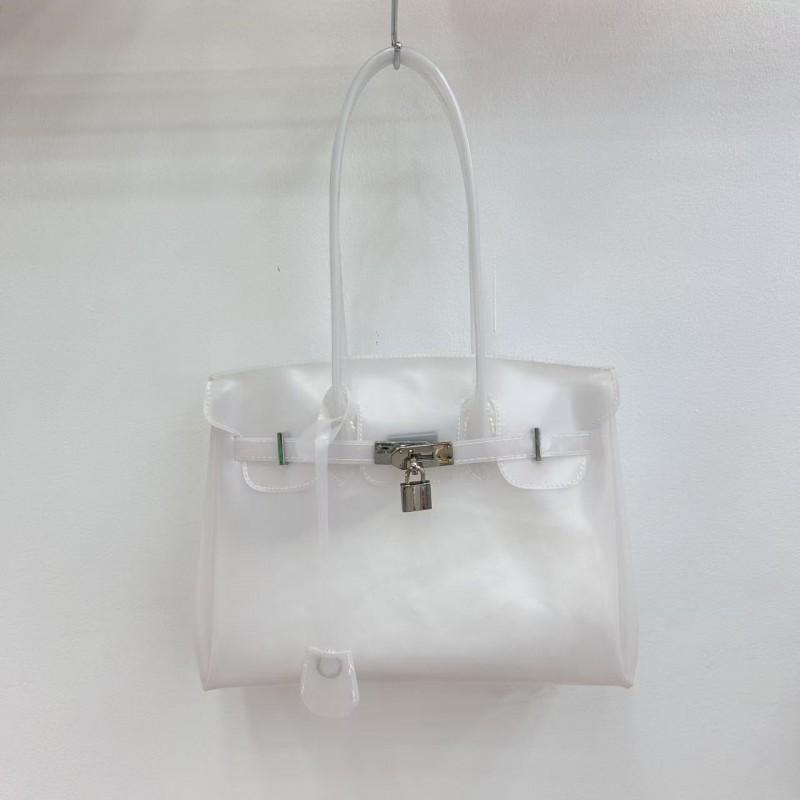 Borsa Tote in PVC Trasparente tipo Gelatina con Chiusura Borsa a Spalla Grande Capacità per Uso Quotidiano