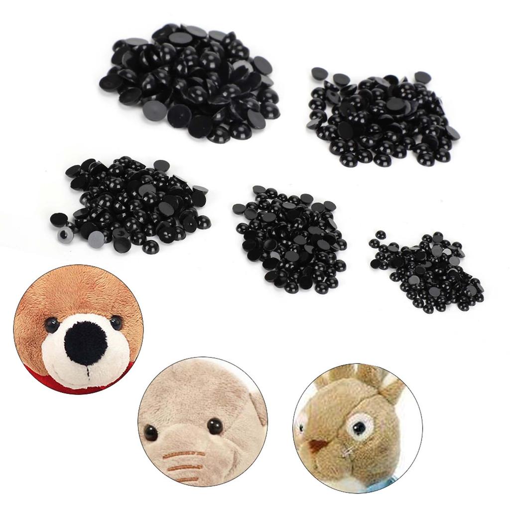 500pcs DIY Artificial Animal Eyes Black Flat Bottom Domed Sewing Crafting Buttons for Doll Kid Toys AccessoriesType 2