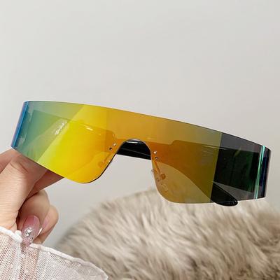 2 PCS Rimless One-pieces Women Sunglasses Men Fashion Y2k Mirror Shades Eyewear Ins Popular Brand Design UV400 Sun Glasses