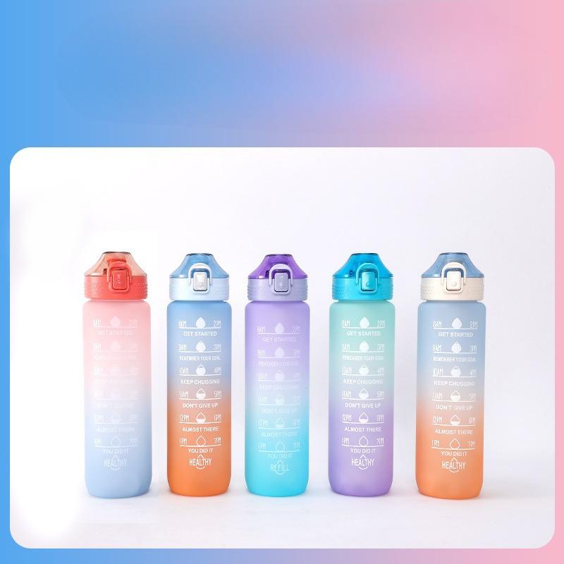 Gradient Color Plastic Cup, Large Capacity 1000ml Water Cup, Outdoor Sports Water Cup for Students
