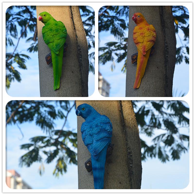 Wall-Mounted Parrot On Tree: Hanging Tree Ornament Bird Model