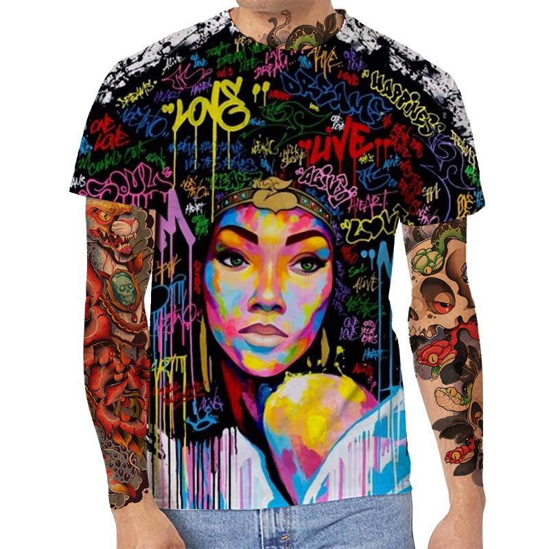 Summer Round Neck 3D Art Print Top Fashionable Casual Short Sleeved Men's T-shirts