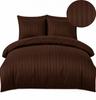 Hotel Damask Bedding with Stripes 160x200 Brown, Chocolate, Brown