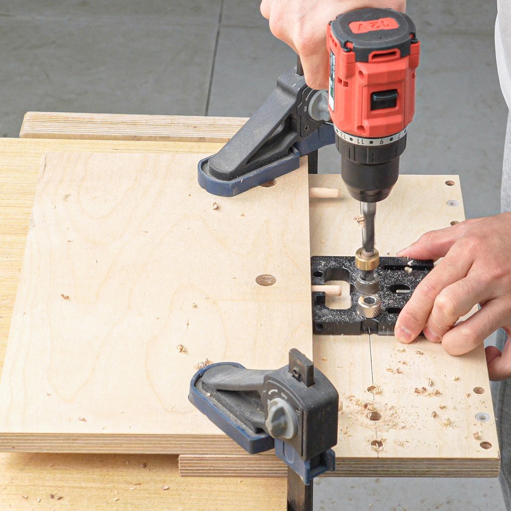 Combinatorial 3-in-1 Self-Centering Dowel Jig Kit W/ 6/8/10/12mm Drill Guide, Precise Dowel Hole Locator Woodworking Joint Tool