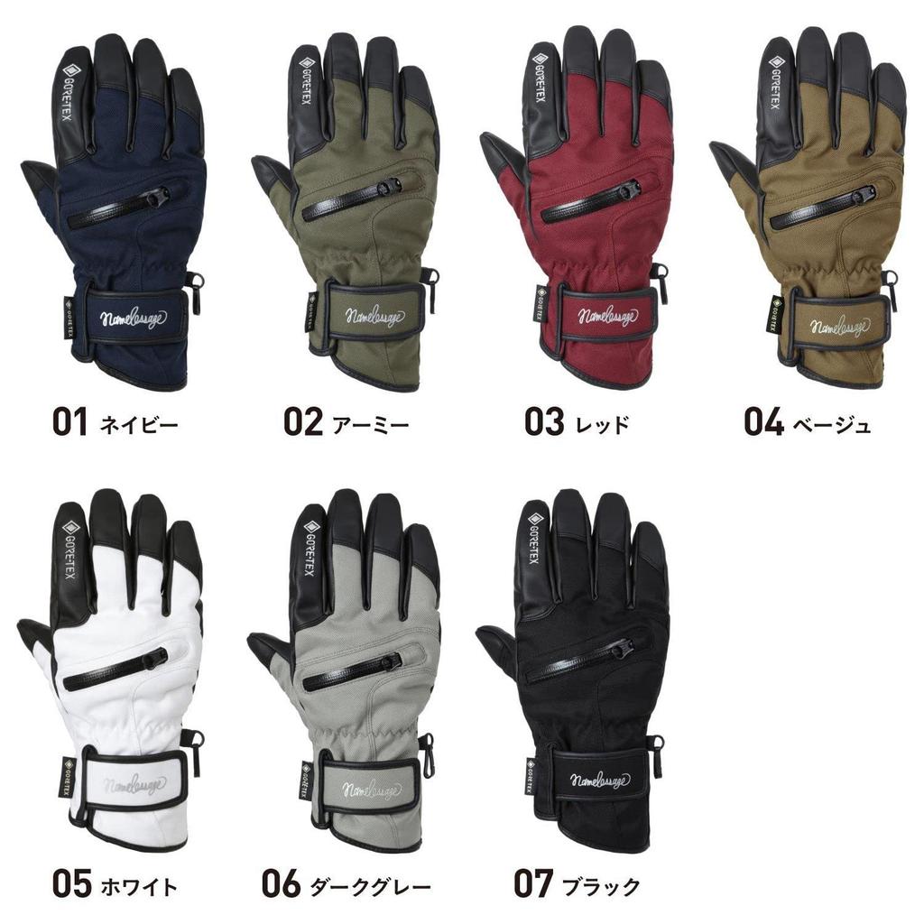 Namelessage GORE-TEX Snowboard Gloves for Men and Women, AGE-51 Beige, Size M, with Inner Gloves