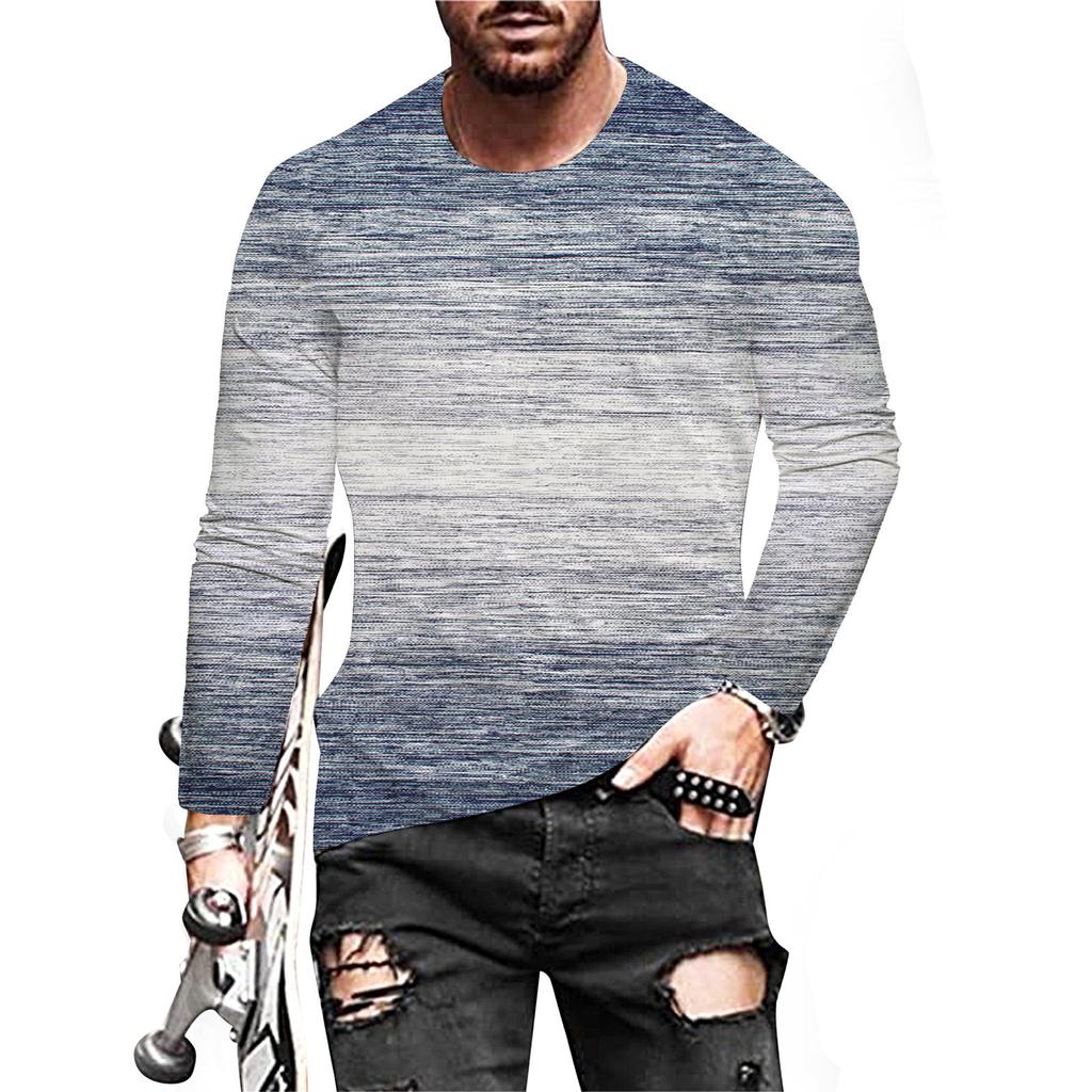 Spring and Autumn Round Neck 3D Artistic Printed T-shirts Fashionable Casual Long Sleeved Men's T-shirts
