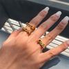 Yori Creative Stainless Steel Letter Mother's Day Ring  Fashion Waterproof Unusual Trendy Holiday Party Gifts