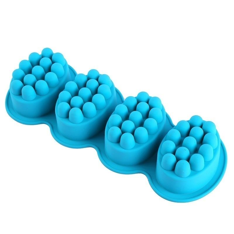 4 Cavities Oval Massage Soap Mold Massage Bar Silicone Molds for DIY Soap Making Silicon Mold for Soap Making Soap Resin Molds
