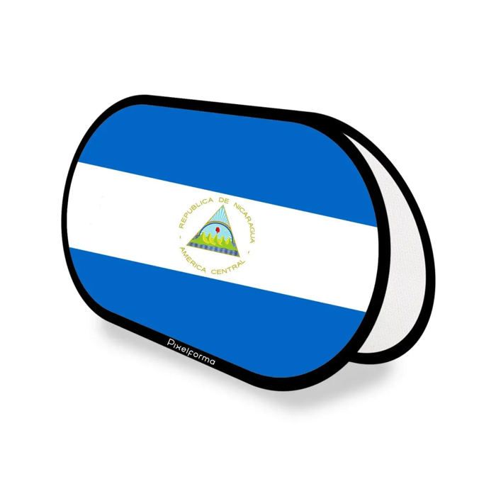 Drapeau Ovale - Nicaragua - 70 x 120 cm - Polyester - Impression recto/verso - Pliable rétractable