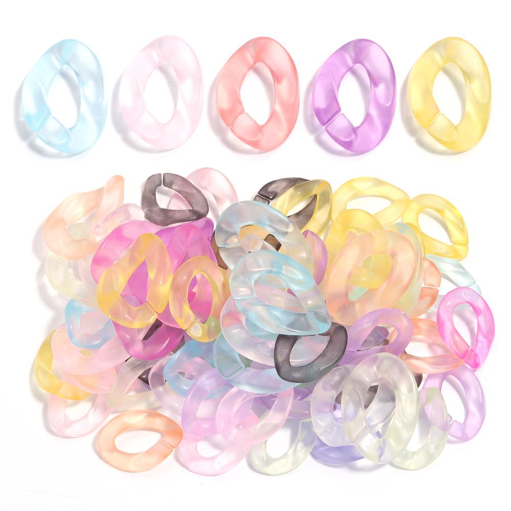 20Pcs/lot Acrylic Twisted Buckle Chain Color Assembled Loose Rings for DIY Bag Chain Glasses Phone Chain Connector Accessories