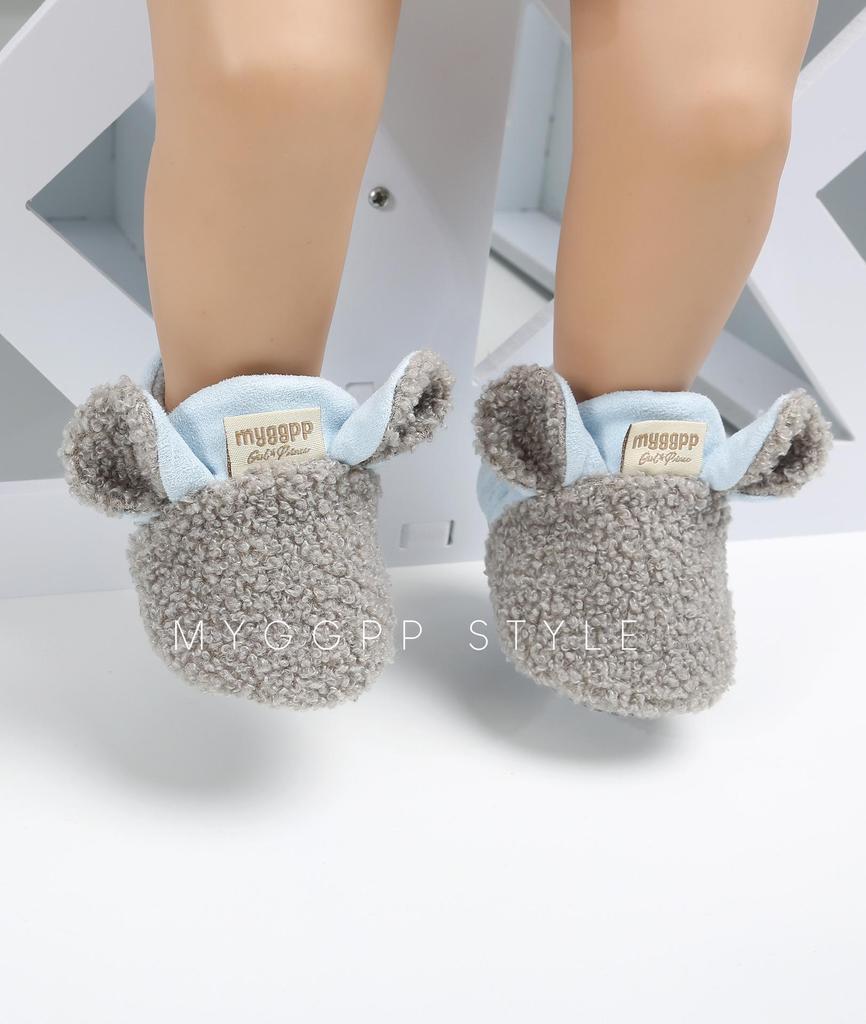 Unisex Cartoon Winter Baby Velcro Cotton Shoes, Soft Sole, Warm for Toddlers Aged 0-1 Year