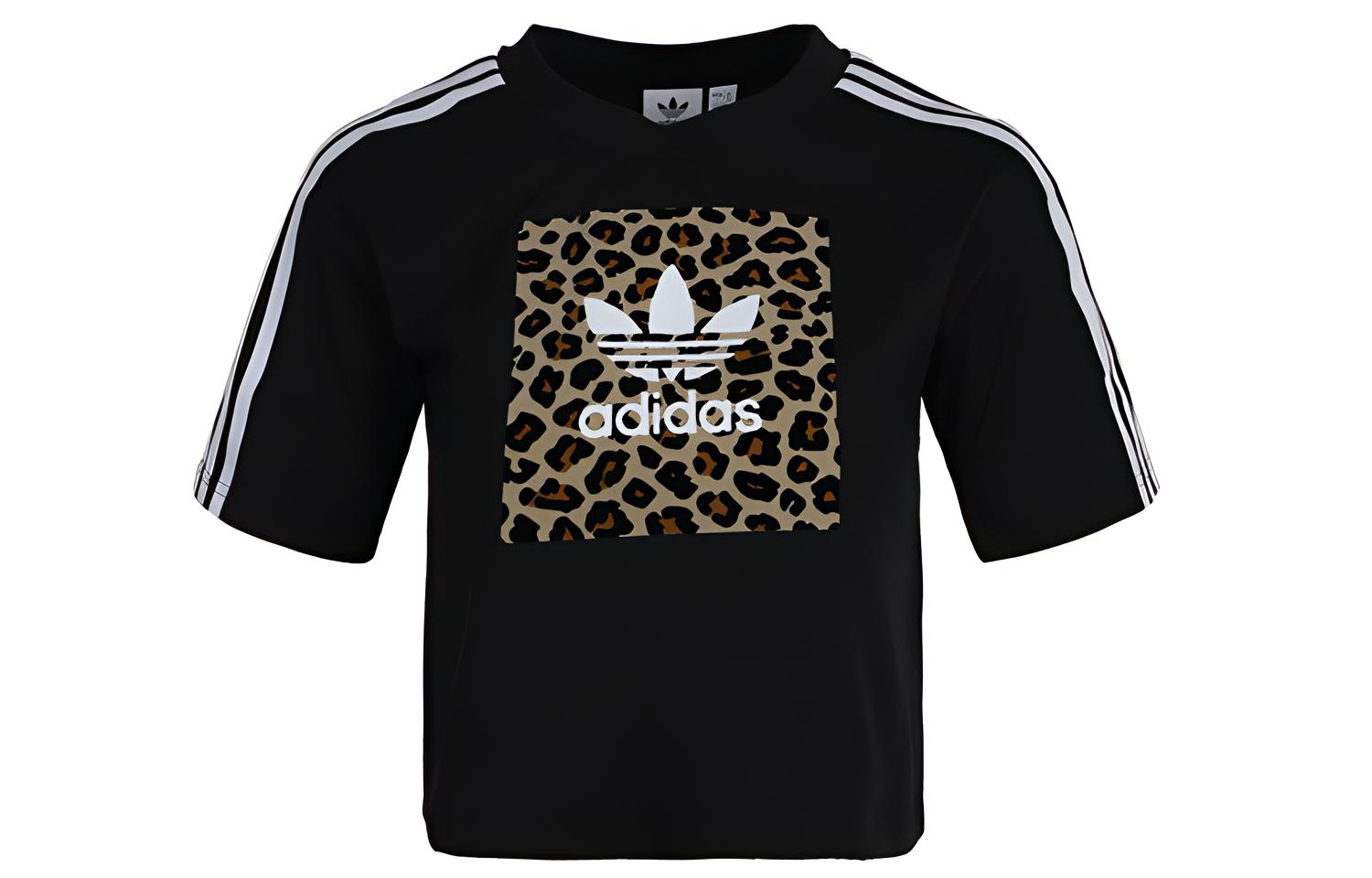 Adidas Originals Crop Tops Women s Black Crew Neck Moderate GT5222 S