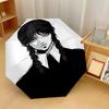 Wednesday Addams Winddichter Automatischer 8-Rippen-Faltregenschirm Tragbarer Outdoor-Sonnenschirm