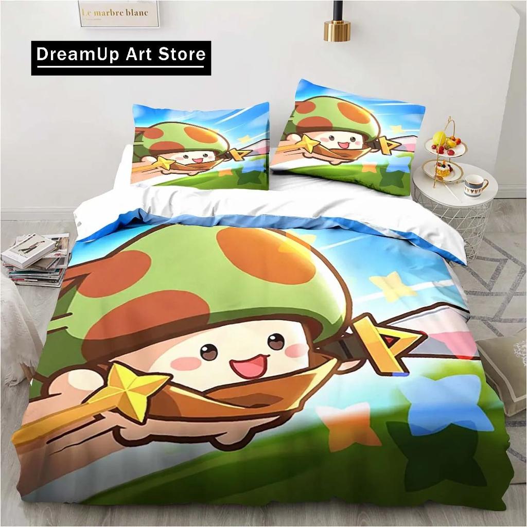 3D Print Anime Legend Game Mushroom Bedding Set Boys Girls Twin Queen Full Size Duvet Cover Pillowcase Bed Adult Bedroom