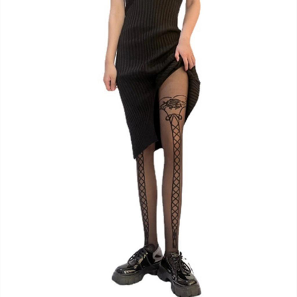 Japanese JK Jacquard Patchwork Pantyhose Women Mock Thigh High Stockings Tights