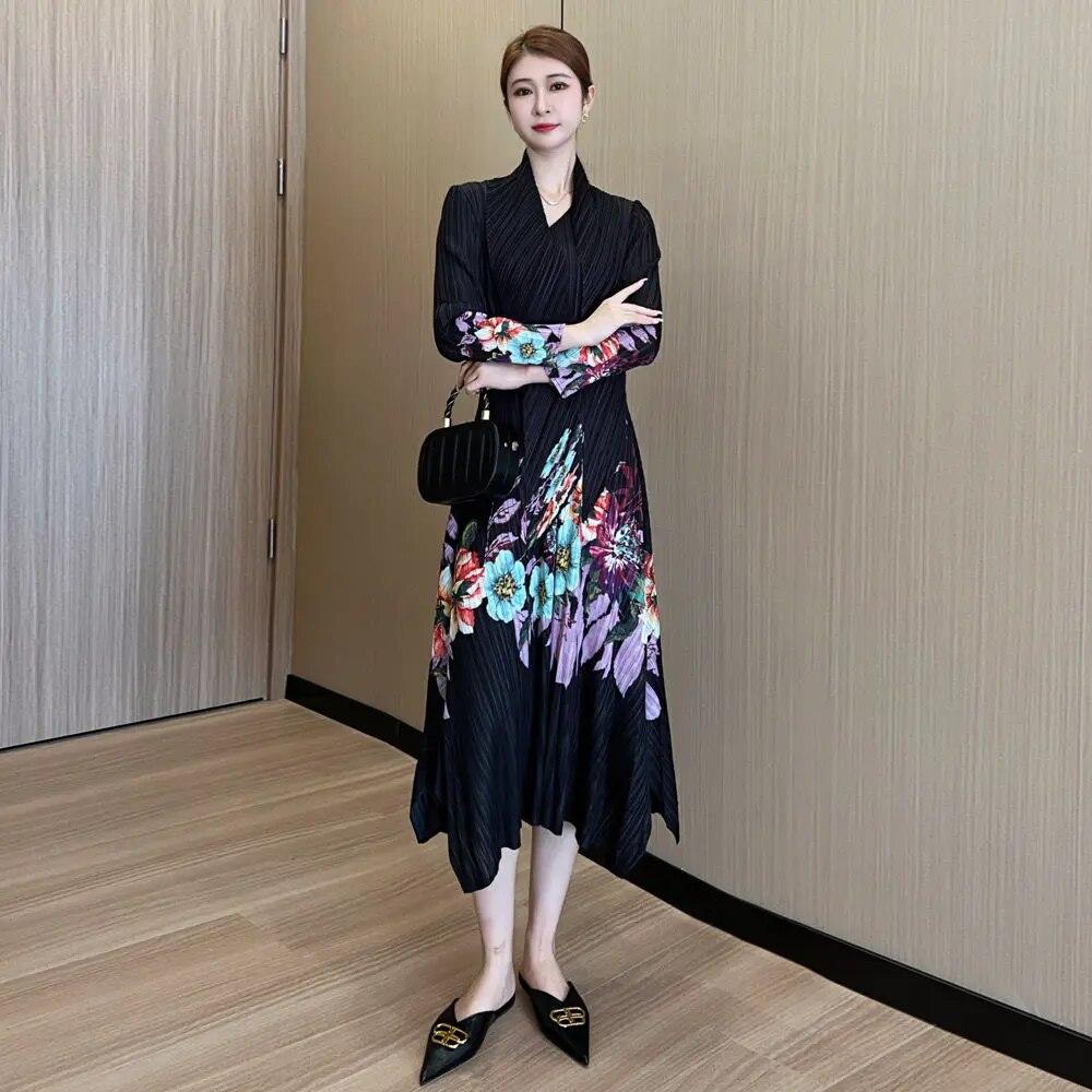 

Новый мятый принт, элитный и элегантный шарф, неровный подол, облегающее платье. One Size чёрный