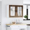 Wall Mounted Kitchen Cabinet with Glass Door Porto Smoked Oak