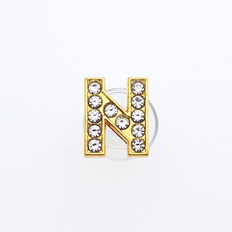 1Pcs Gold Letters Metal Shoe Charms Crystal Diamond Alloy Charms Shoes Accessories Buckle High Quality Shoes Decoration