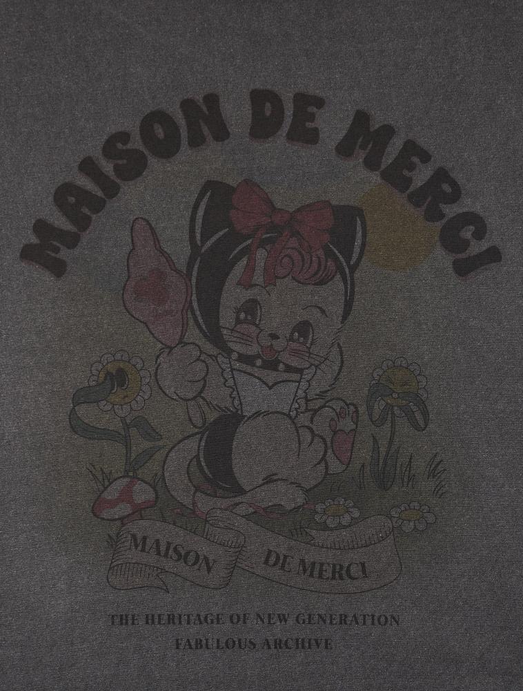 LA MAISON STUDIO Unisex Cutie Cat Pigment Smoky Short Sleeve T-Shirt Charcoal (Fcf2Ts418M)