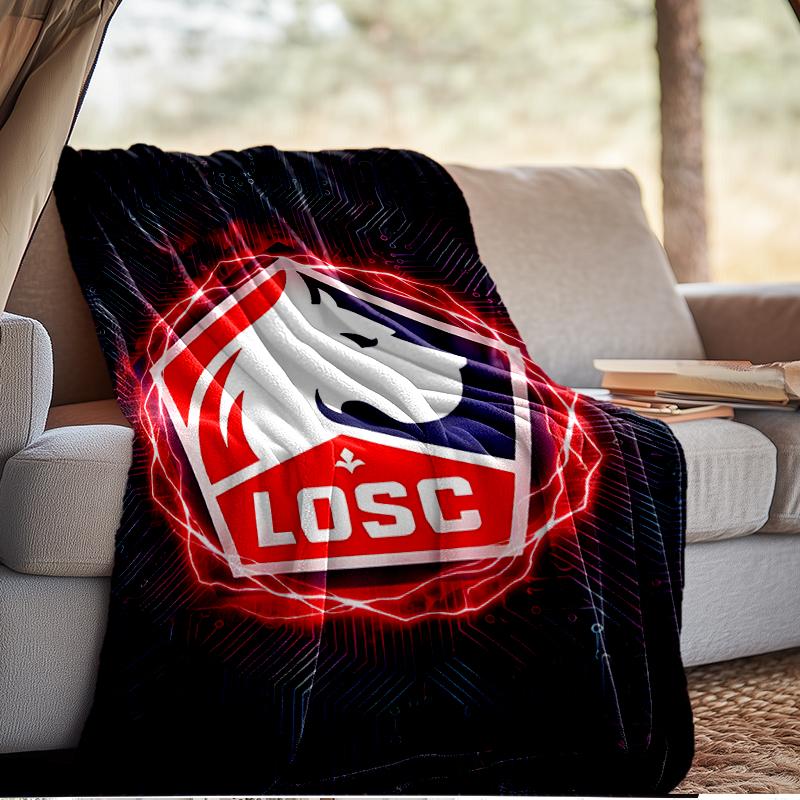 Lille Football Club Emblem Blanket Lightweight Ideal Bedding Blanket Perfect for Travel, Camping, Living Rooms, Offices, Sofas, Fan Christmas Gift