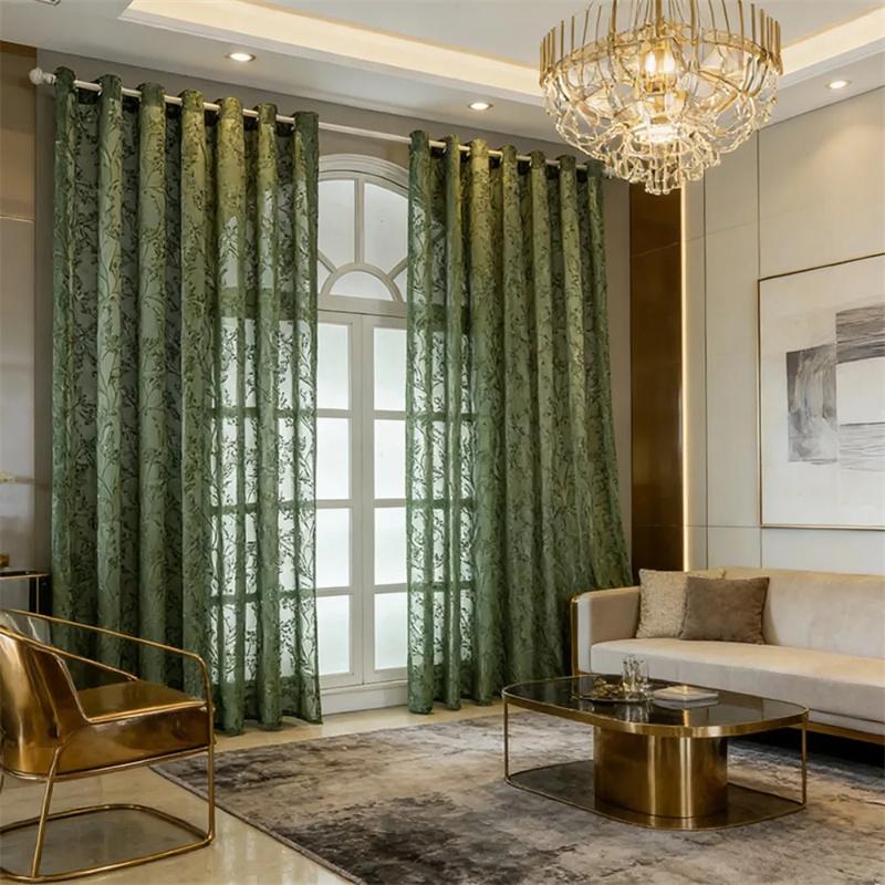 1 Stück Vintage Luxus Vorhang mit Zweigstickerei Ösenaufhängung Fertig für Wohnzimmer Schlafzimmer Balkon Küchen Dekoration