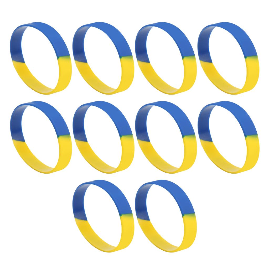 10Pcs Ukrainian Rubber Bracelets Ukraine Wristband for Sports Fan Supporter Men Women